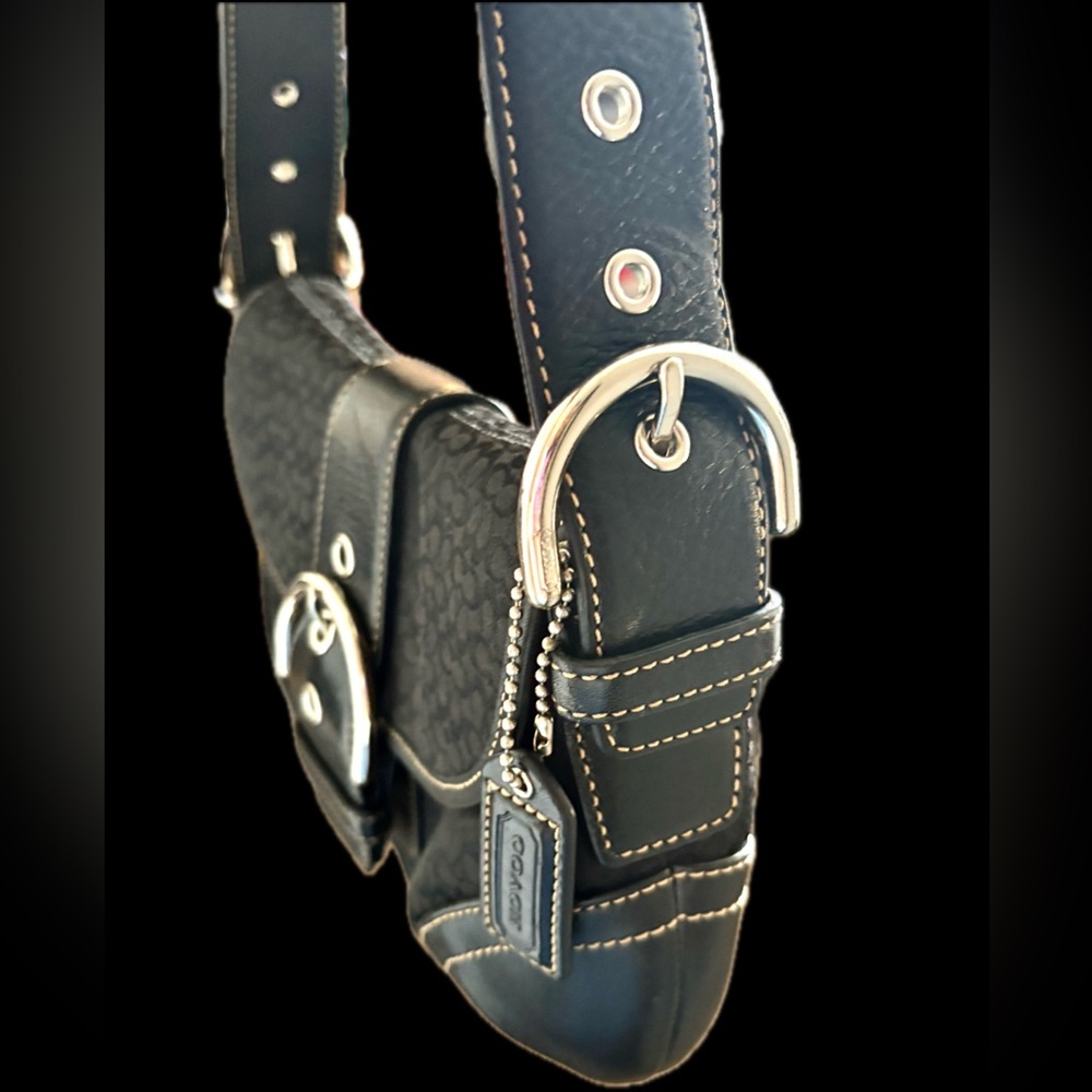 Y2K Coach 6818 Soho Demi Small C Black Leather & Jacquard Signature Shoulder Bag - Picture 9 of 16